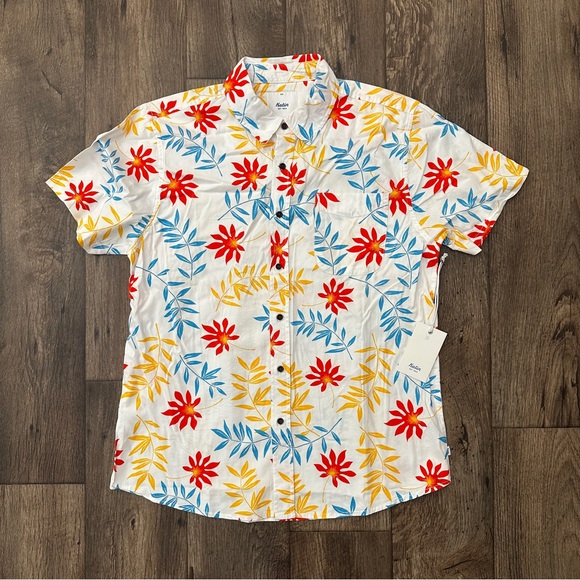 Katin Carton Rayon Blend Short Sleeves Shirt Men’s Size M Floral Multicolour